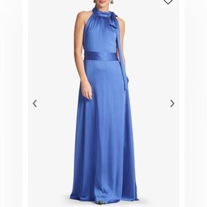 Sachin & Babi NWT Blue Satin Gown Size 10 Formal Wedding Guest Maxi Dress